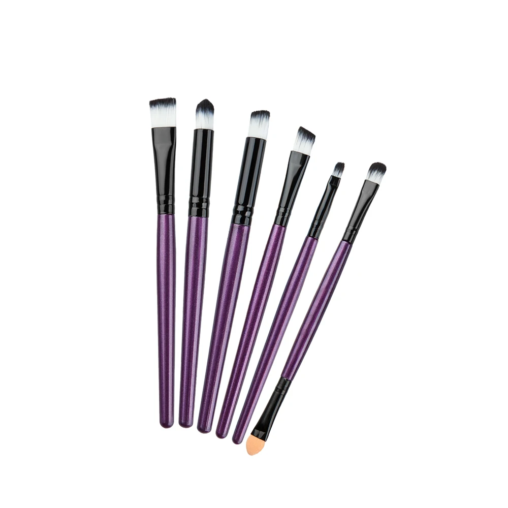 6pcs Professional Purple Makeup Eye Brushes Set Soft Natural Hair