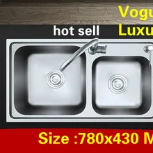 Квартиры двойной кухонный паз раковина сделать блюда высокого качества пищевой 304 нержавеющая сталь Горячая 78x43 см