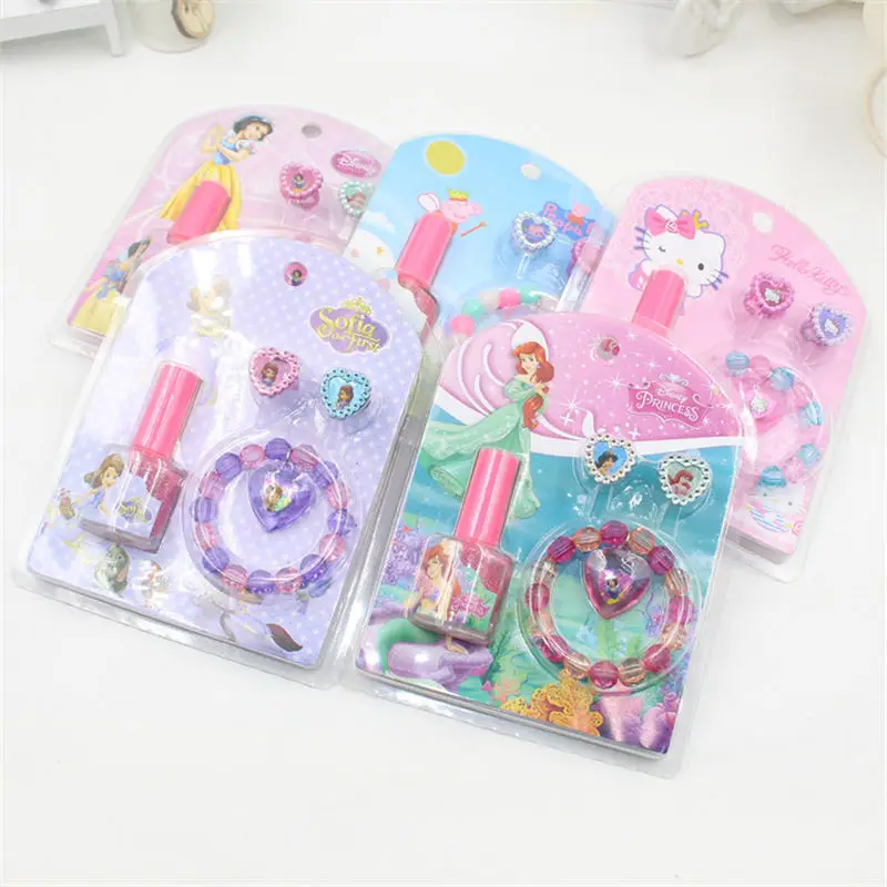 Disney Children's Makeup Toys Frozen Children Nail Polish Fake Nail Rings Cartoon Bracelets Christmas present Disney Children's Makeup Toys Frozen Children Nail Polish Fake Nail Rings Cartoon Bracelets Christmas present
