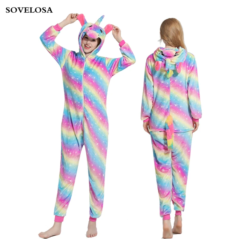 

Winter Flannel Animal One Piece Pyjamas Kigurumi Unicorn Pajama Sets Cartoon Sleepwear Adult Unisex Women Onesie Hooded Pijama