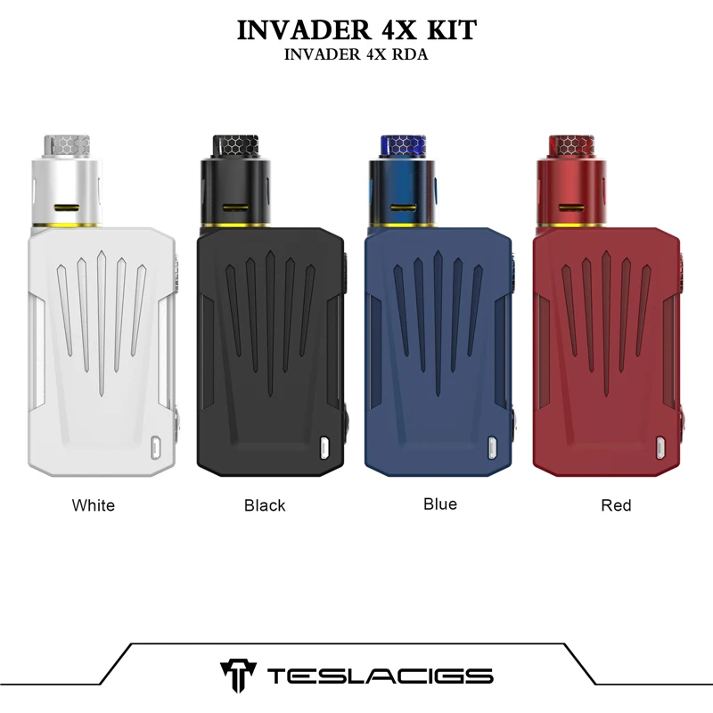 

Original Tesla Invader 4X Kit Invader 4X Box Mod Vape 280W With Invader 4X RDA Electronic Cigarette Vaporizer Invader IV