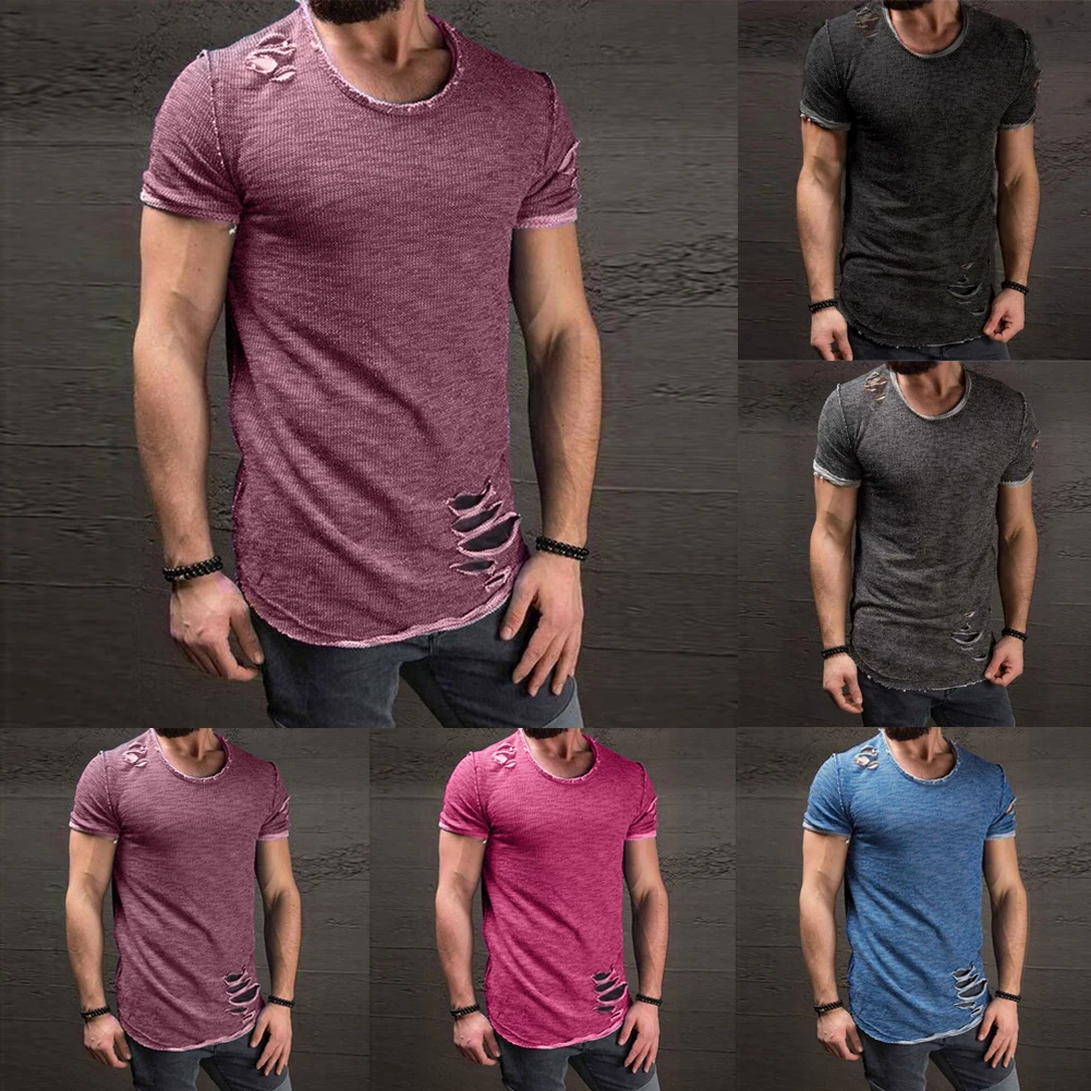 

Hirigin Men Gym Casual T-shirt Muscle Bodybuilding Sport Fitness Tee Weight Training Top