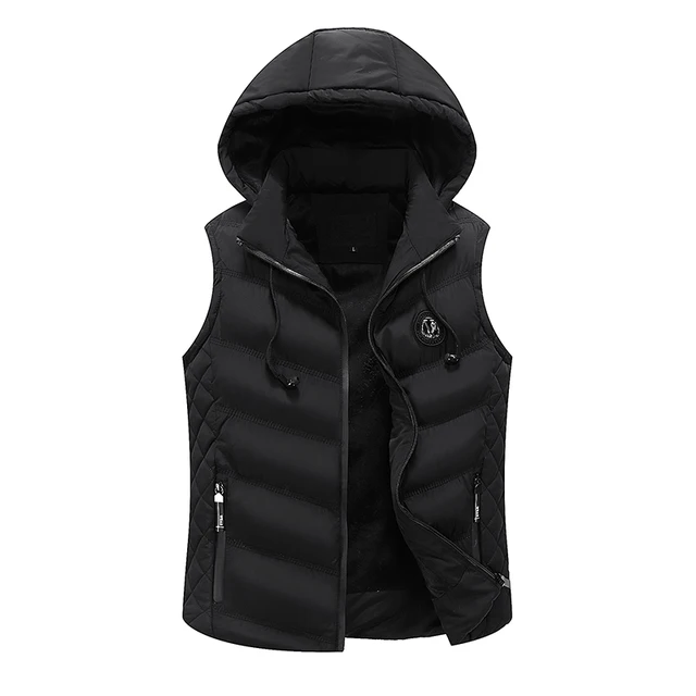 Hooded Men Jacket Sleeveless Vest 2018 Winter Fashion Casual Slim Coats