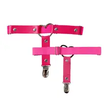 Ярко-розовые чулки кожаная портупея пояс Для женщин портупея с металлической пряжкой в виде пентаграммы, ботинки для панков и готов, регулируемый Клубная Одежда для танцев ремень