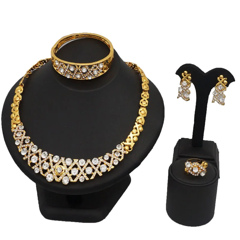 gold jewelry sets wholesale price with good quality crystal wedding
