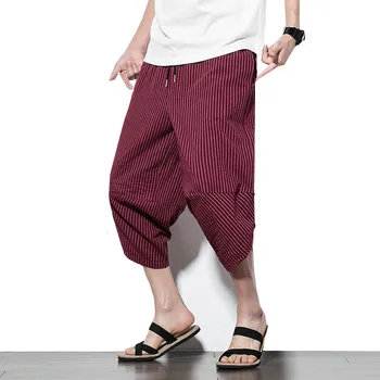 

LEFT ROM 2019Chinese Style Calf-Length Cotton Linen Pants Men Trousers Hip Hop Jogger Pants Men Sweatpants Streetwear Men Pants