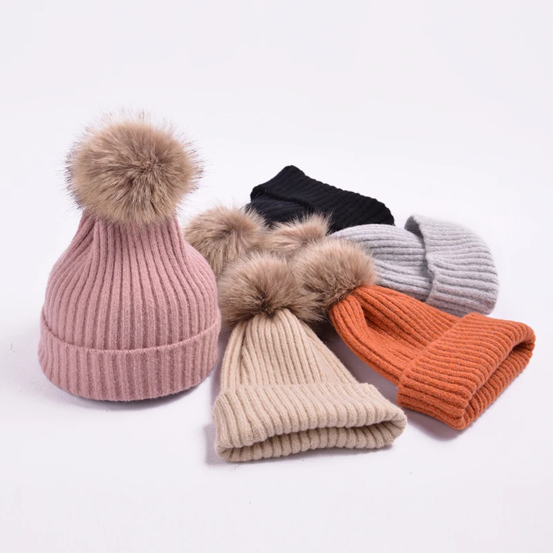 

Kids Hat with Pompom Winter Warm Crochet Knit Boys Girls Hat Cap Beanies Solid Color Girls Hat Bonnet Enfant Baby Muts