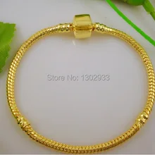 10 шт./лот, модные, золотые, с застежкой, змеиная цепочка, очаровательные браслеты и браслеты для европейских бусин, ювелирные изделия, сделай сам, PP09