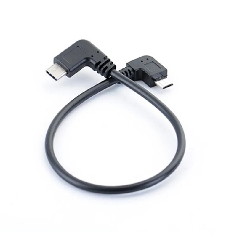 30cm Type C 90 Degree to Micro USB 90 Degree OTG Cable Android Phone DAC Decoding Transmission