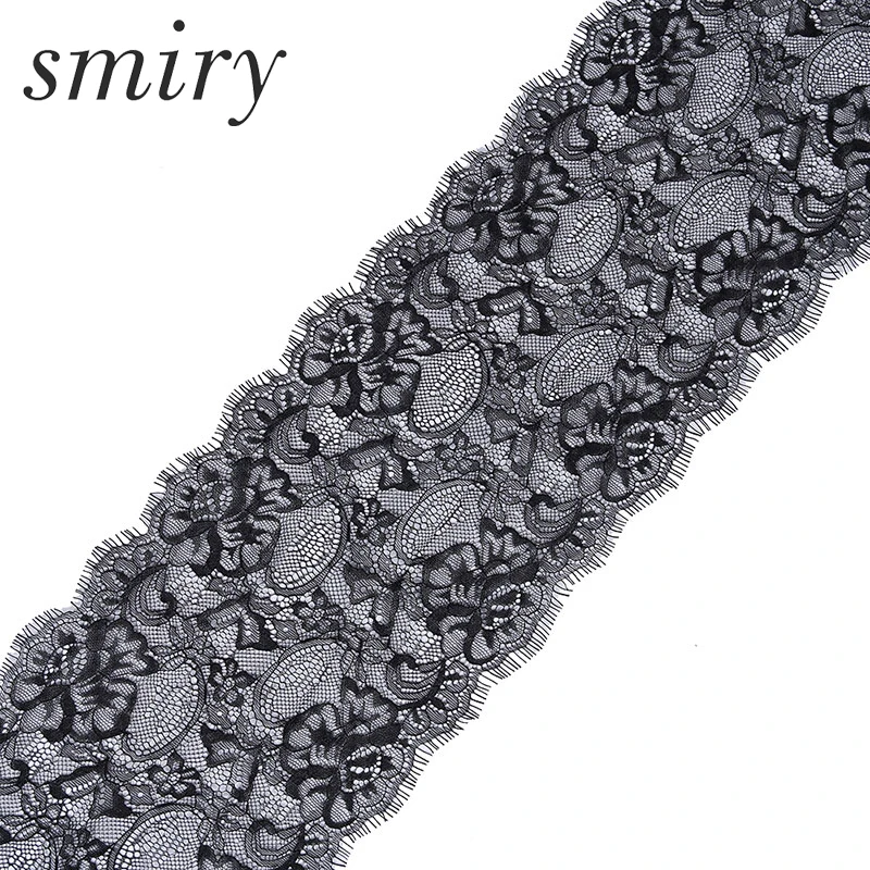 Smiry 3Yards Black/White Eyelash Lace Trim Soft Flower Decoration Craft