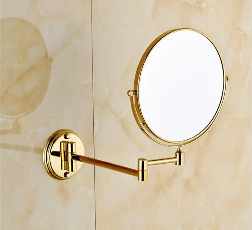 Bathroom Mirror Wall Mounted 8 inch Brass 3X/1X Magnifying Mirror Folding Rose gold/Gold Makeup Mirror Cosmetic Mirror Lady Gift