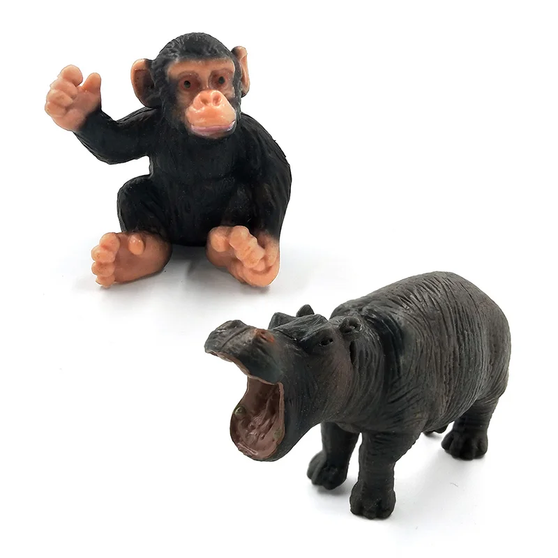 Simulation Baby Elephant Pig Mouse Hippo Chimpanzee Polar bear Rhinoceros cattle leopard Chinchilla cow animal figures model toy