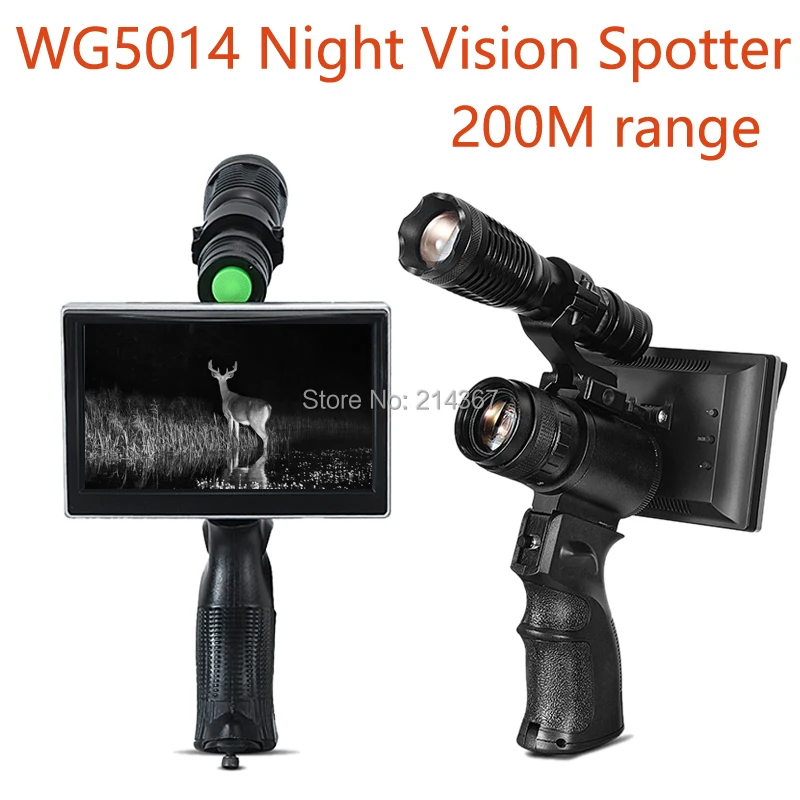 

200M Range Infrared IR Digital Night Vision Spotter 5 inch Display Night Vision Video Recorder Forest Wildlife IR NV Spotter