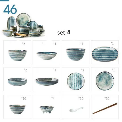 ANTOWALL керамическая посуда корейское блюдо тарелка для риса салатник ГЛУБОКАЯ ТАРЕЛКА плоский диск домашний Ins китайский скандинавский набор посуды - Цвет: set 4