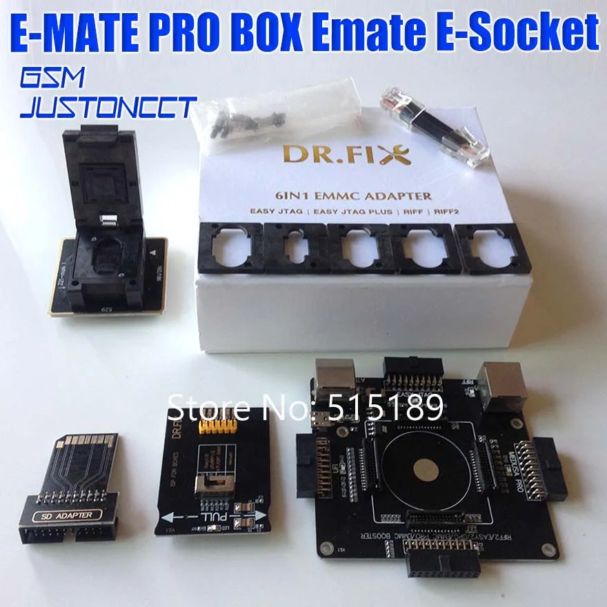 

Allsocket EMMC 6in1 Adapter Tool of BGA153/169/221/162/186/529 for eMMC Pro Box, eMMC Booster Box, Easy Jtag Box