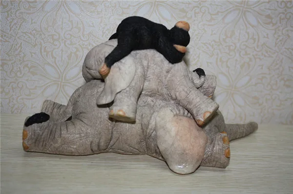 Cute Lifelike Mom and Baby Elephant and Gorilla resin figure toy - 2