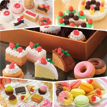 

Kawaii Cute Erasers For Kids Novelty Gift Items Cake Biscuit Food Eraser Set