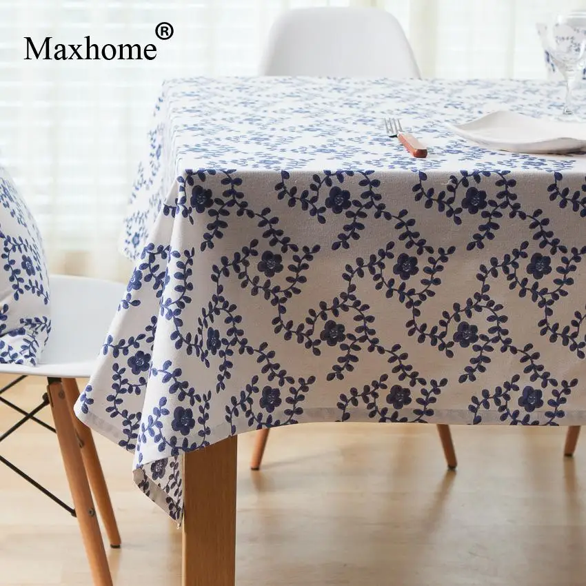 Classic China Blue Tablecloth Chinese Cotton Linen Table Cloth Wedding