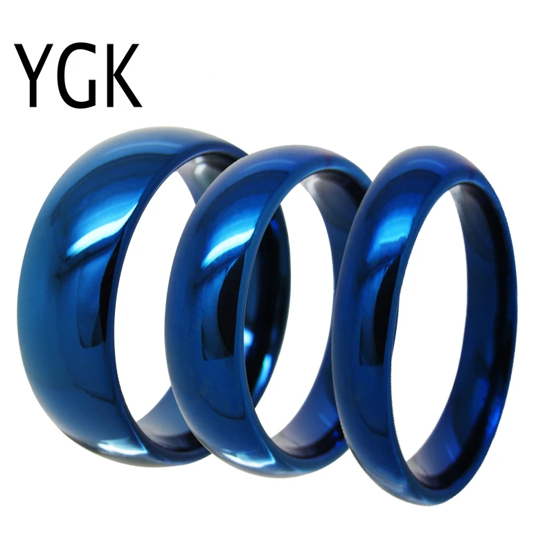 Cena YGK biżuteria 4mm 6mm 8mm niebieski węglik wolframu pierścień klasyczny komfortowy krój nowych mężczyzna jest ślub zaręczyny prezent na rocznicę pierścień