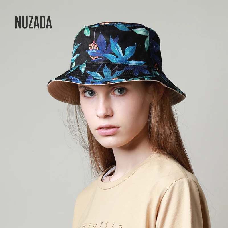 Бренд NUZADA, с принтом, для мужчин и женщин, рыбацкие шляпы, пара, Панама, шляпа, лето, осень, весна, оттенок, хлопковые шапки, двухсторонние, можно носить
