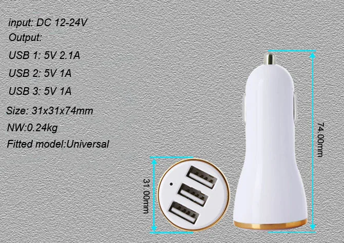 2A 1A 3 USB мобильный телефон автомобильное Зарядное устройство + кабель для Oukitel k4000