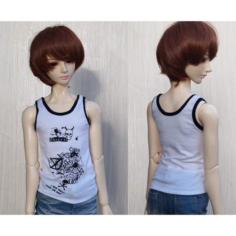 

BJD White Print Tank top Outfits Top Clothing For Male 1/4 1/3 SD17 70cm 17" 24" Tall BJD doll MSD SD DK DZ AOD DD Doll use