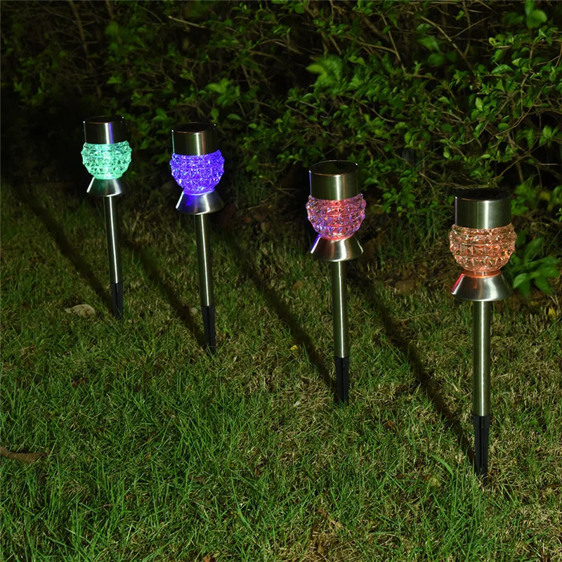 New Pineapple Style Stainless Steel LED Outdoor Solar Lawn Lamp Waterproof Color Changeable Garden Lawn Lights 10pcs