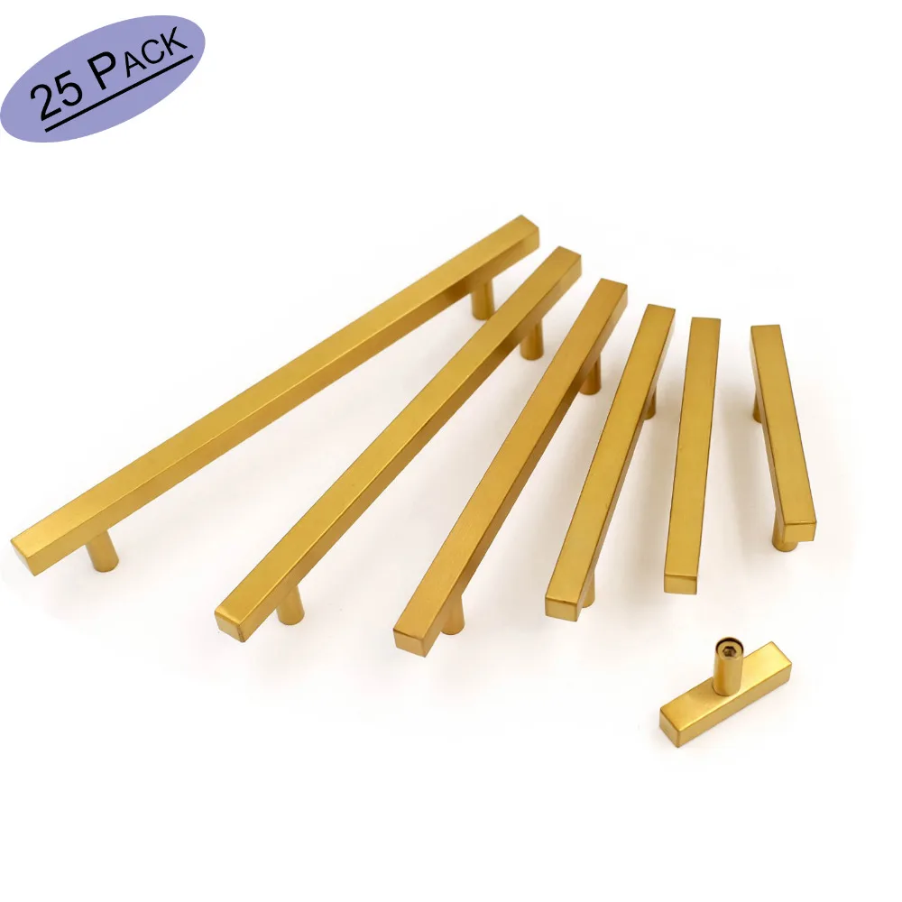 Gold Cabinet Handles Drawer Pulls Brushed Brass Cabinet