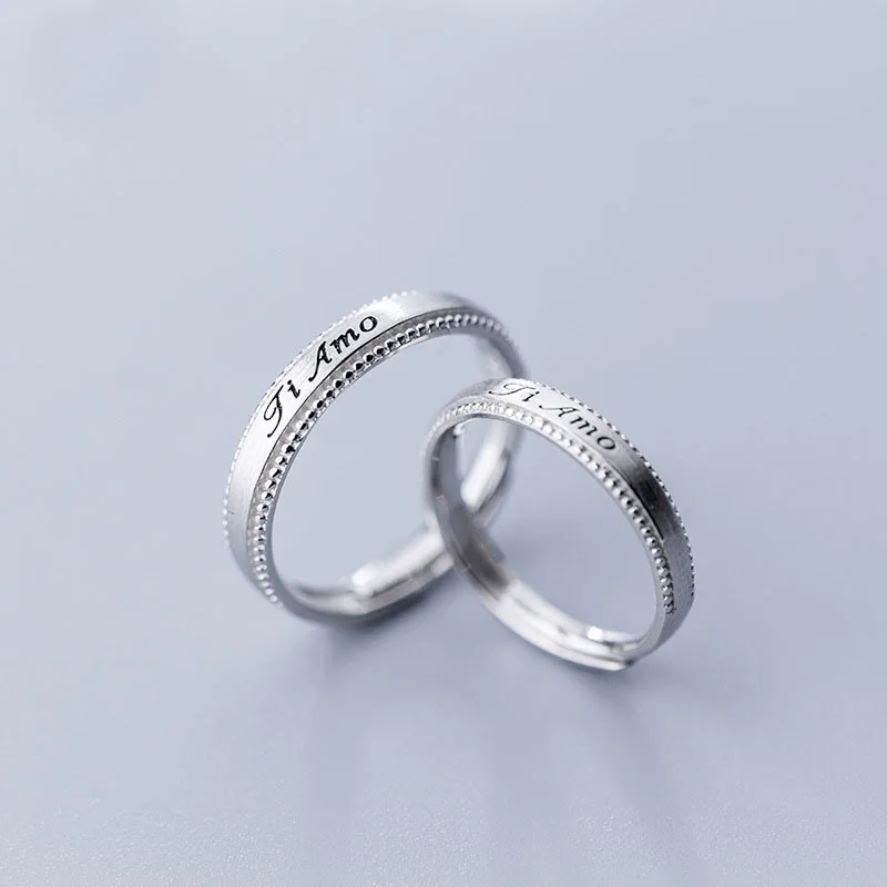

Couple Fi Amo Letters 925 Sterling Silver Adjustable Promise Ring