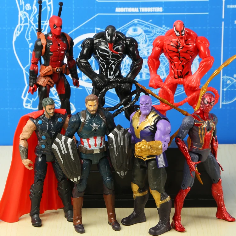 Hasbro Marvel, Фигурки Мстителей, 16 см, герой, кукла, Железный человек, Человек-паук, Халк, Тор, танос, декоративная модель, детская игрушка, подарок - Цвет: 7 Piece