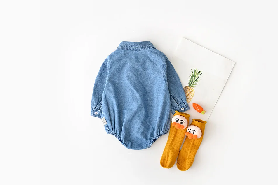 2019 мягкое джинсовое детское боди Modis детская одежда для близнецов одежда для маленьких девочек 2 стиля для 3-24 mois