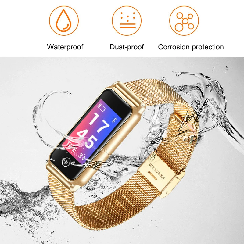 Smart Bracelet Blood Pressure Measurement Metal Bluetooth Watch Blood Pressure Heart Rate Measurement Sports Step Waterproof