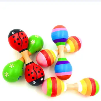 

Baby Wooden Maraca Hand Rattles Kids Musical Party Favor Child Baby Shaker Percussion Musical Instrument Toy