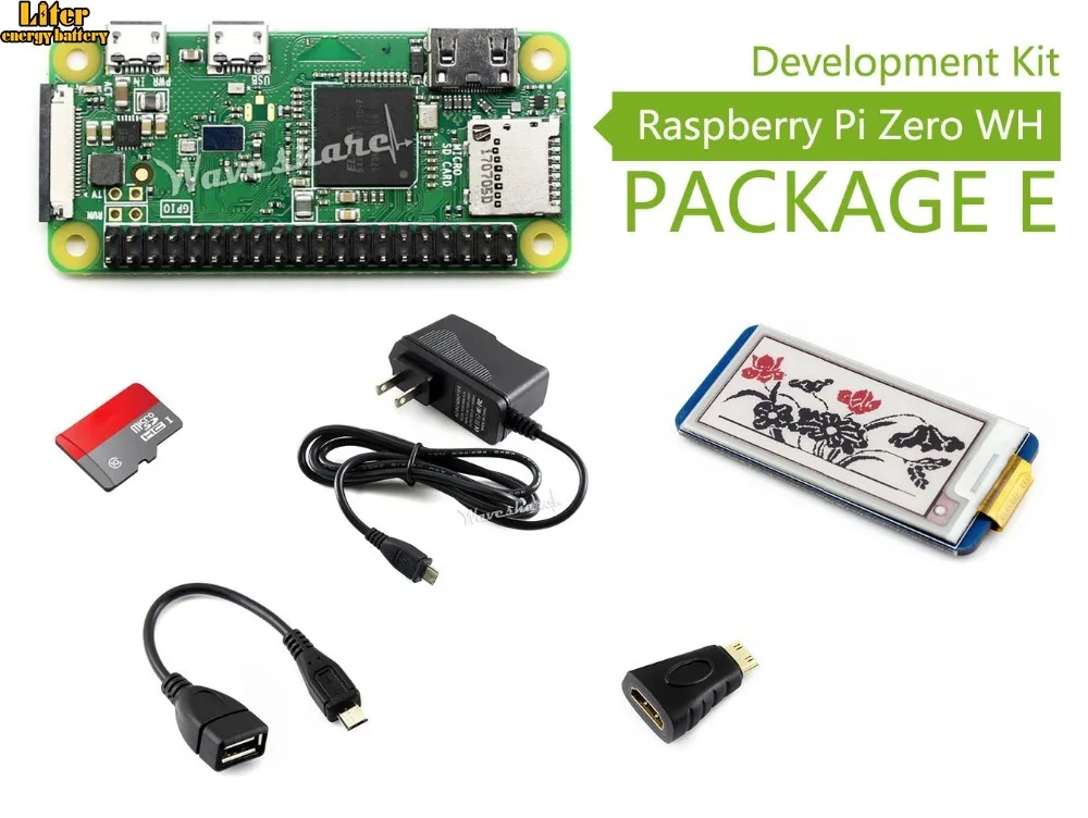 Raspberry Pi Zero WH (встроенный WiFi предварительно спаянные заголовки) Тип E карта Micro SD