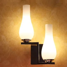 Современные два стекла Боулинг изголовья для спален Настенные светильники Белое Матовое Стекло творческое зеркало спереди коридор настенные бра