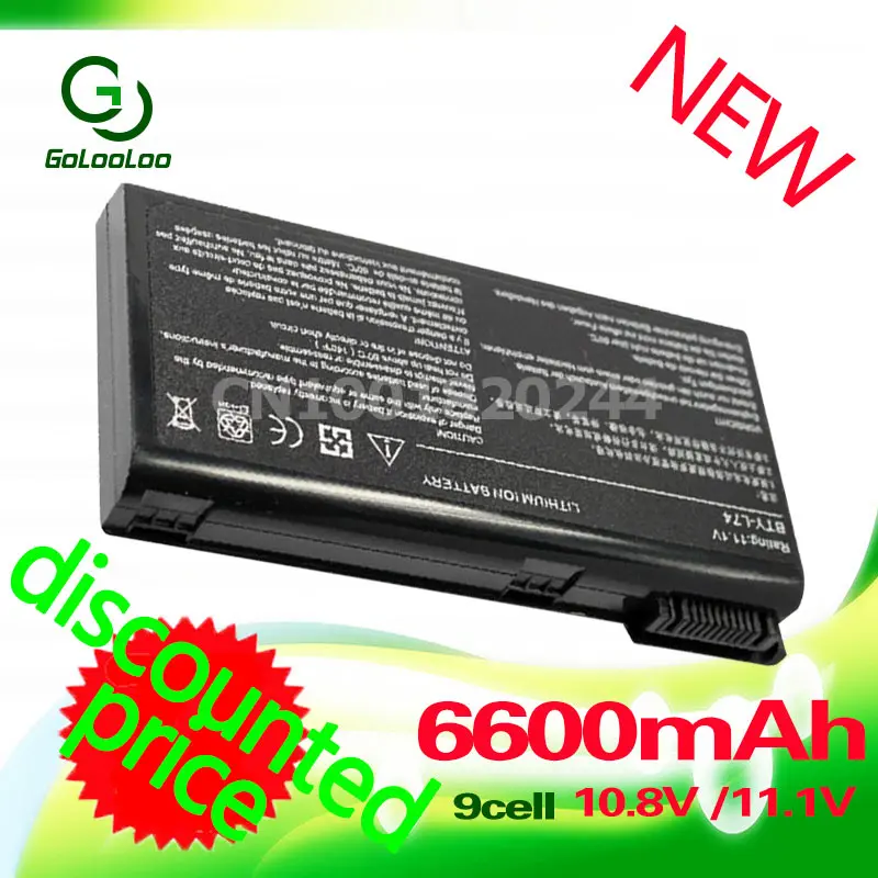 

Golooloo 9 cell 6600MaH 91NMS17LD4SU1 91NMS17LF6SU1 BTY-L74 BTY-L75 battery for MSI A5000 A6000 A6200 A6203 A6205 A7200 Series