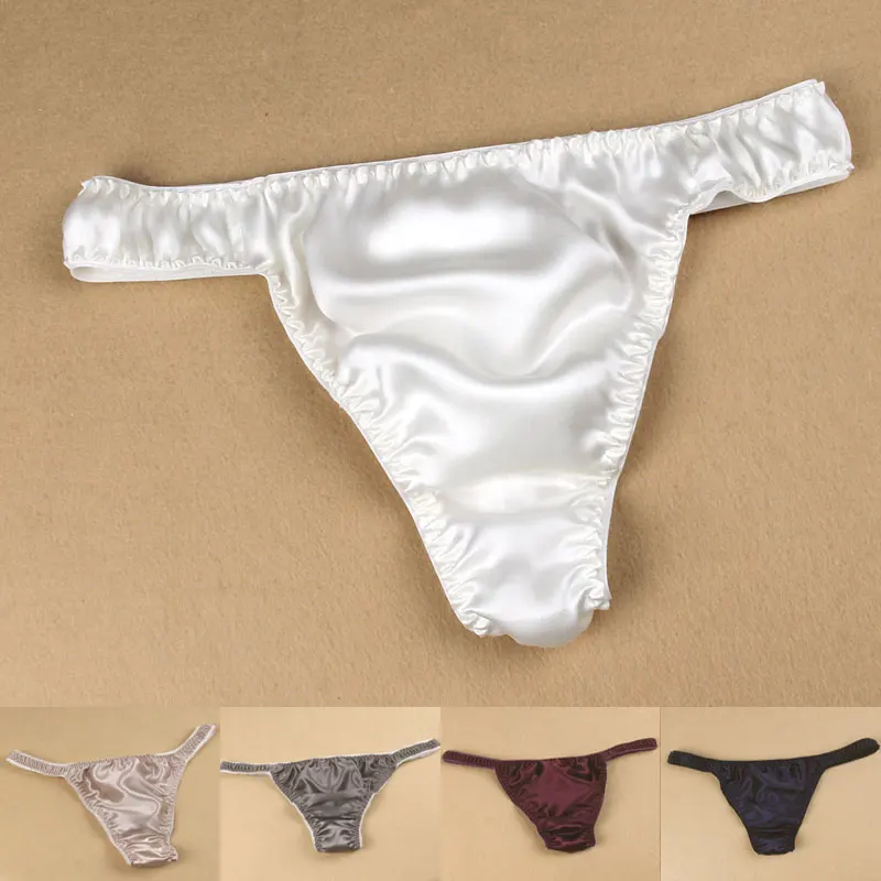 

Hot-selling mulberry silk male brief low-waist sexy t silk thong comfortable breathable silk panties