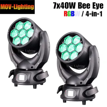 

2unit 7x40W High Power Led Moving Head LIght Bee Eyes Mini Stage Zoom Wash RGBW