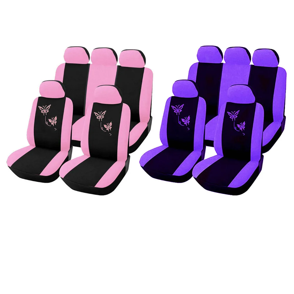 

Universal Fashion Styling Full set Butterfly Car Seat Protector Auto Interior Accessories Automotive Purple/Pink Car Seat Cover