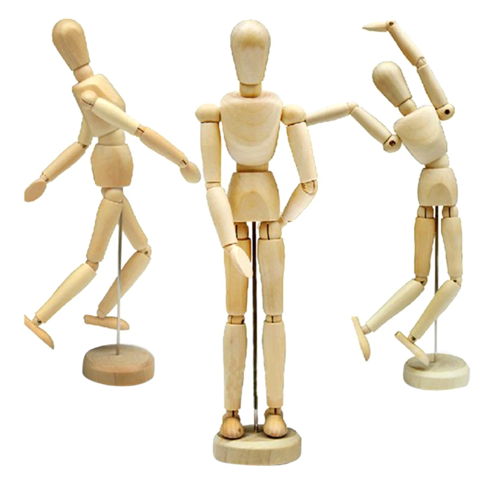 Wood 4.5'' Manikin Articulated Mannequin With Flexible Body - Perfect Unpainted Unisex Human Model