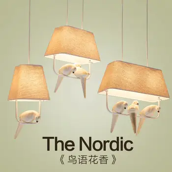 

A1 European style Tieyi chandelier restaurant cloth shade resin bird lighting aisle porch corridor lamp three American FG354