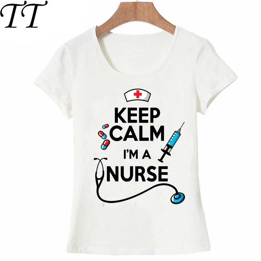 Футболка медсестры Keep Calm женская летняя футболка забавный дизайн топы новинка