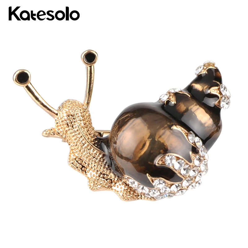 

Katesolo 3 Colors Snail Animal Brooch Pin For Women Vintage Crystal Enamel Cute Small Suit Dress Clips Scarf Shoulder Jewelry