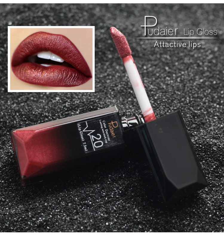 

Pudaier Waterproof Matte Liquid Lipstick Metallic Lipgloss Long Lasting Tattoo Pigment Matte Nude Purple Black Rose Lip TSLM2