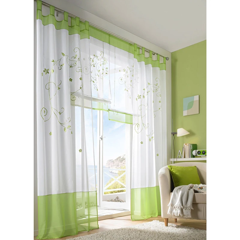 

Embroidered Curtains for Living Room Bedroom Tulle For Kitchen Windows Tube Curtain Children Fabrics Textiles for Home Read Made