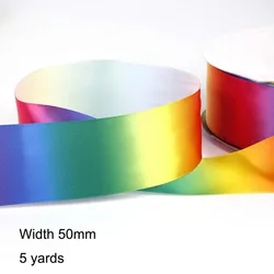 Vibrant Rainbow Grosgrain Ribbons for Crafting and Sewing - 5 Yards (Width 50mm)