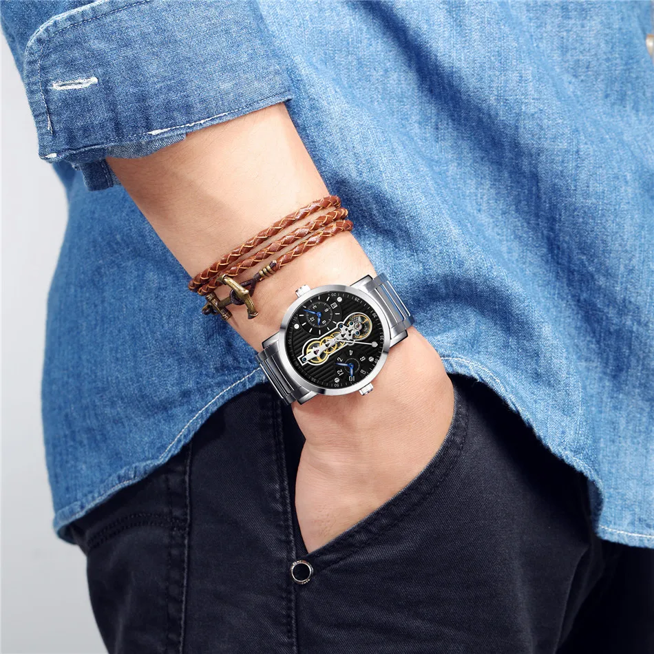 New GUANQIN Creative Men Watch Skeleton Automatic Mechanical Watches Date Luminous Shock Resistant Waterproof Wristwatches Clock (11)