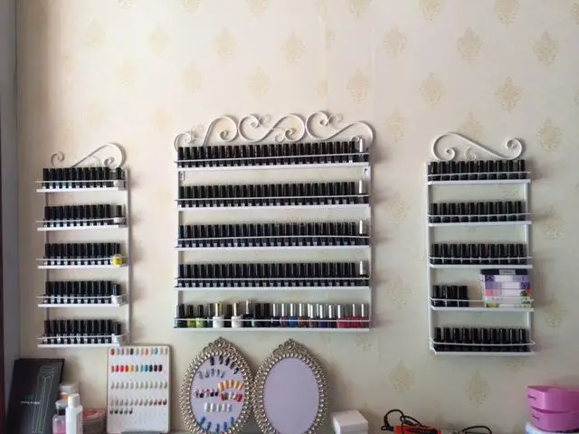 5 Layer Iron Nail Polish Shelf Black Nail Shop Exhibition Shelf Nail Polish Display Wall Rack Makeup Organizer - Цвет: 4