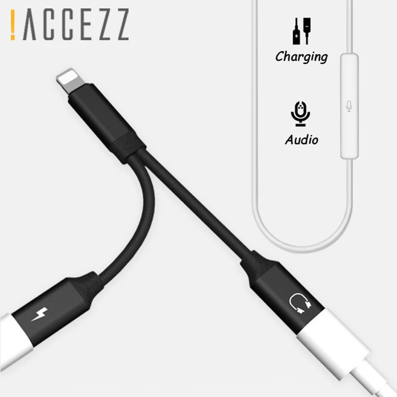 ! ACCEZZ 2 в 1 адаптер для зарядки наушников iphone 7 8 Plus X IOS 10 11 зарядка и музыка освещение
