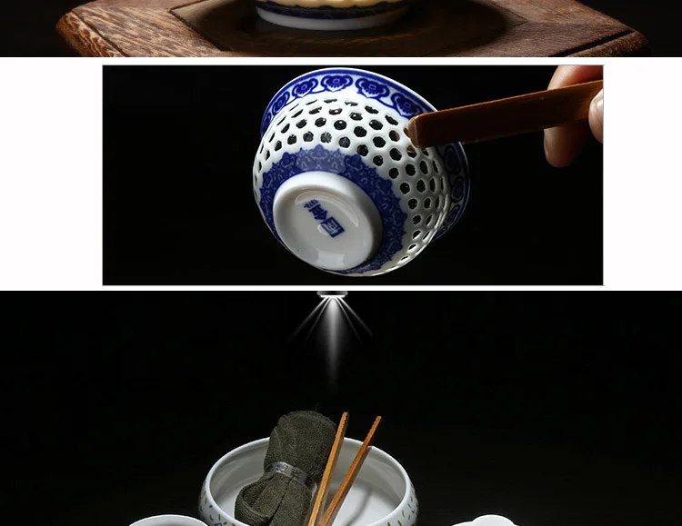 11 шт полый сотовый чайный набор кунг-фу синий и белый фарфор посуда для напитков керамическая стеклянная чайная чашка чайный горшок Gaiwan ситечко ярмарка чашка
